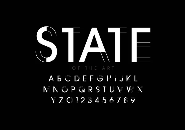 Staat Lettertype Alfabetuitzonderingen Ontwerpsjabloon Kleurrijke Vectorillustratie Van Gestileerde Moderne Lettertype — Stockvector