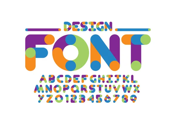 デザイン フォント アルファベット テンプレートです 様式化されたモダンなフォントのカラフルなベクトル イラスト — ストックベクタ