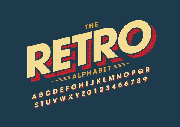 Retro Lettertype Alfabetuitzonderingen Ontwerpsjabloon Kleurrijke Vectorillustratie Van Gestileerde Moderne Lettertype — Stockvector