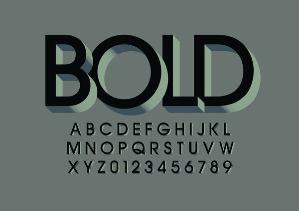 bold design font and alphabet template. Colorful vector illustration of stylized modern font 