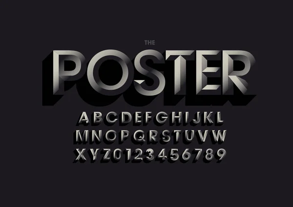 Poster Tasarım Yazı Tipi Alfabesi Şablonu Renkli Vektör Çizim Stilize — Stok Vektör