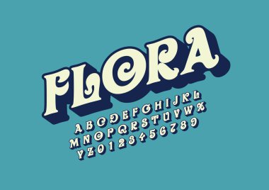 Flora yazı tipi ve alfabesi şablonu. Renkli vektör çizim stilize modern yazı tipi 