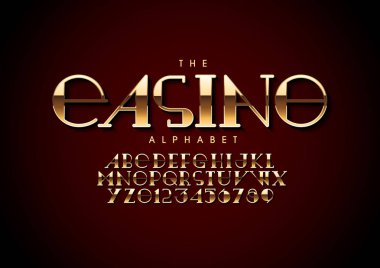 Casino yazı tipi ve alfabesi şablonu. Renkli vektör çizim stilize modern yazı tipi 
