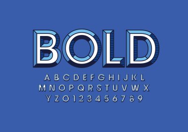 cesur tasarım yazı tipi ve alfabesi şablonu. Renkli vektör çizim stilize modern yazı tipi