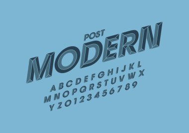 Stilize modern yazı tipi ve alfabe renkli vektör çizimi