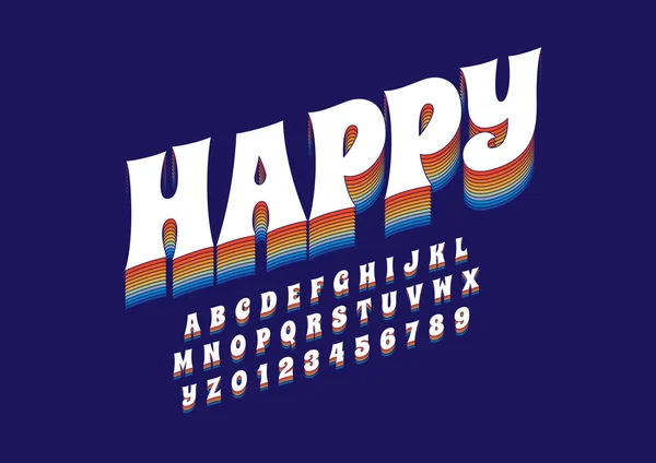 Happy Font Alphabet Template Colorful Vector Illustration Stylized Modern Font — Stock Vector