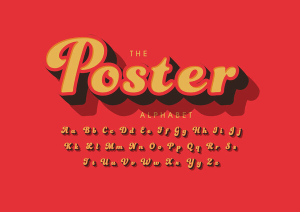 Poster font and alphabet template. Colorful vector illustration of stylized modern font 