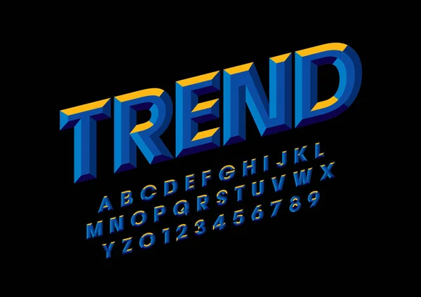 Trend Design Fonte Modelo Alfabeto Ilustração Vetorial Colorida Fonte Moderna — Vetor de Stock