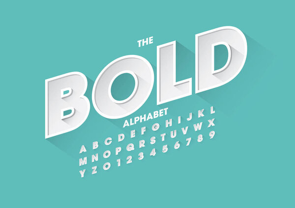 Bold design font and alphabet template. Colorful vector illustration of stylized modern font