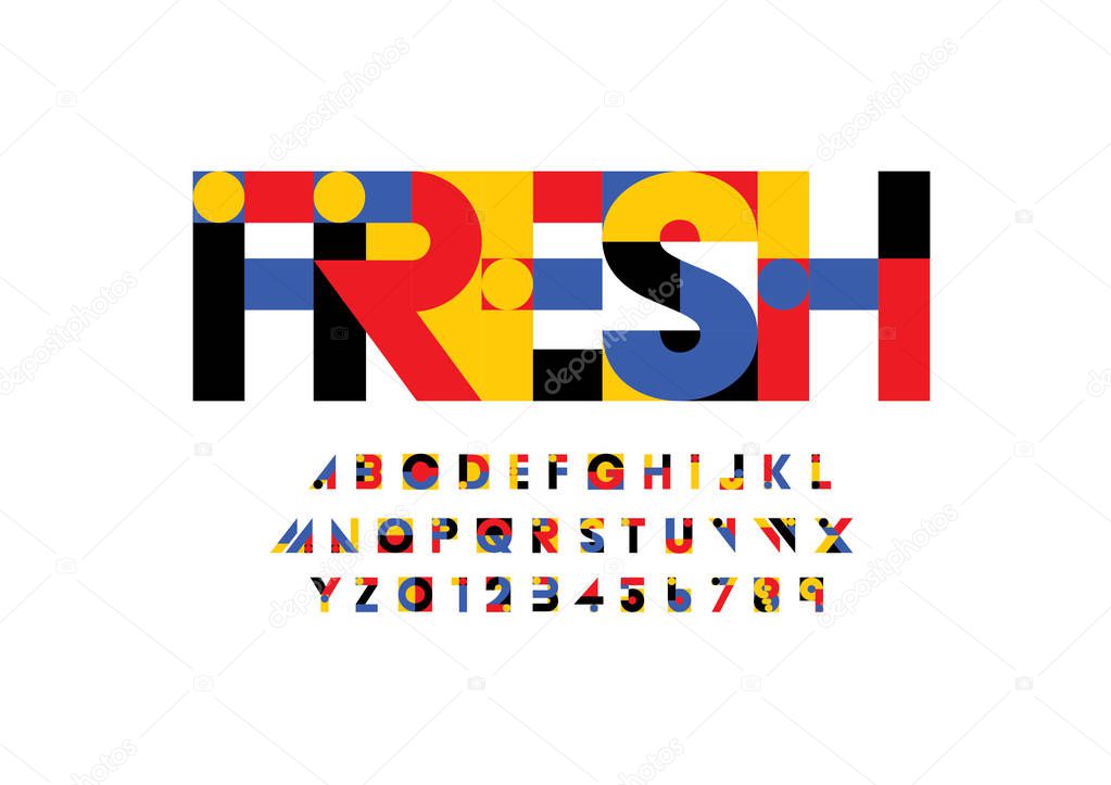 Colorful vector illustration of fresh alphabet template