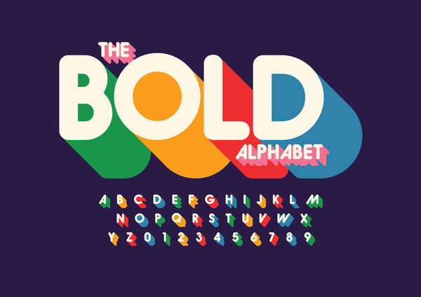 Colored alphabet template, simple style.