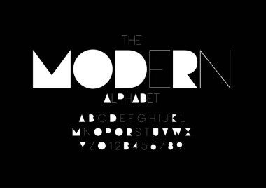 Siyah ve beyaz alfabesi şablonu, basit tarzı.