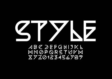 Siyah ve beyaz alfabesi şablonu, basit tarzı.