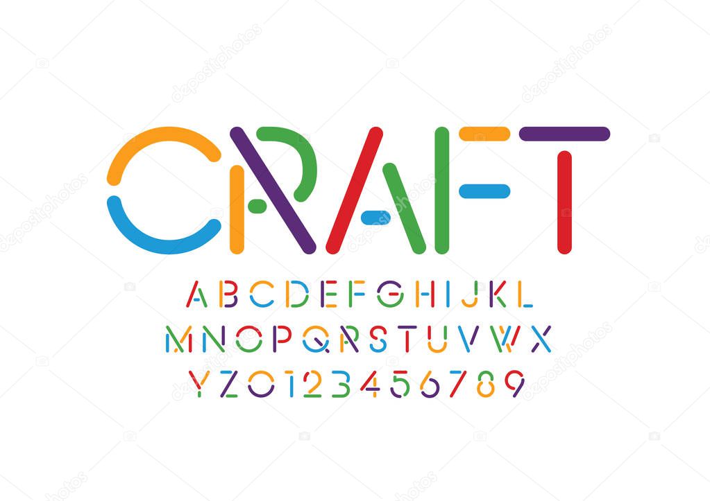 Colored alphabet template, simple style.