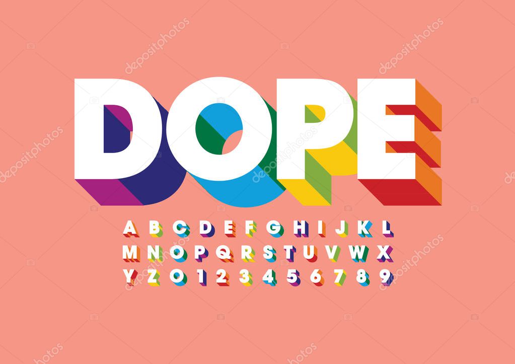 Colored alphabet template, simple style.