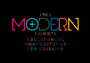 Biçimlendirilmiş modern yazı tipi ve alfabenin vektörü