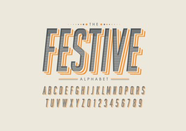 Biçimlendirilmiş modern yazı tipi ve alfabenin vektörü