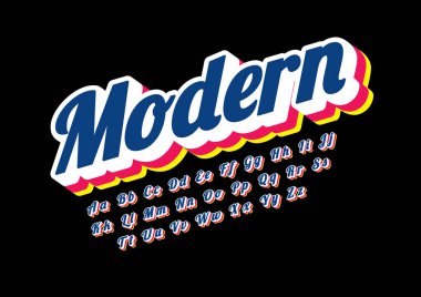 Biçimlendirilmiş modern yazı tipi ve alfabenin vektörü