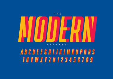 Biçimlendirilmiş modern yazı tipi ve alfabenin vektörü
