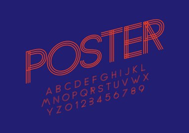 Biçimlendirilmiş modern yazı tipi ve alfabenin vektörü