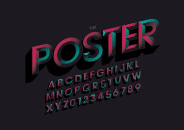 Biçimlendirilmiş modern yazı tipi ve alfabenin vektörü