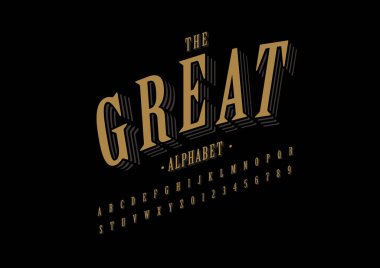 Biçimlendirilmiş modern yazı tipi ve alfabenin vektörü