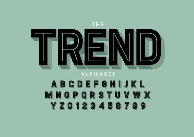 Biçimlendirilmiş modern yazı tipi ve alfabenin vektörü