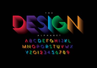 Biçimlendirilmiş modern yazı tipi ve alfabenin vektörü