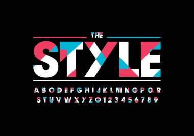 Biçimlendirilmiş modern yazı tipi ve alfabenin vektörü