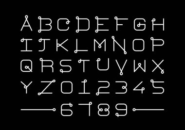 Biçimlendirilmiş modern yazı tipi ve alfabenin vektörü