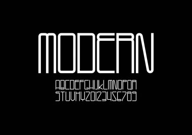Biçimlendirilmiş modern yazı tipi ve alfabenin vektörü