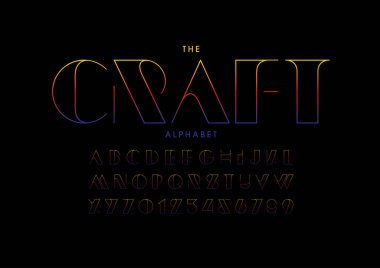 Biçimlendirilmiş modern yazı tipi ve alfabenin vektörü