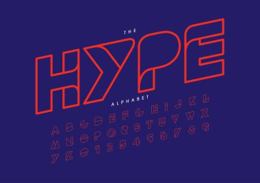 Biçimlendirilmiş modern yazı tipi ve alfabenin vektörü