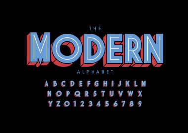Biçimlendirilmiş modern yazı tipi ve alfabenin vektörü