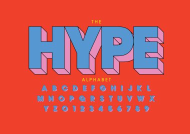 Biçimlendirilmiş modern yazı tipi ve alfabenin vektörü