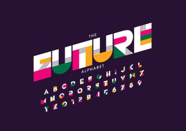 Biçimlendirilmiş modern yazı tipi ve alfabenin vektörü