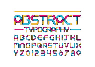 Renkli yazı tipi ve alfabesinin vektörü