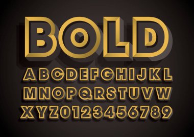 Biçimlendirilmiş kalın yazı tipi ve alfabe vektörü