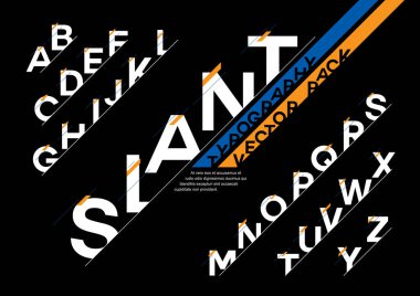 Biçimlendirilmiş modern yazı tipi ve alfabenin vektörü