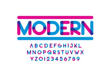 Biçimlendirilmiş modern yazı tipi ve alfabenin vektörü