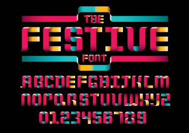 Biçimlendirilmiş modern yazı tipi ve alfabenin vektörü