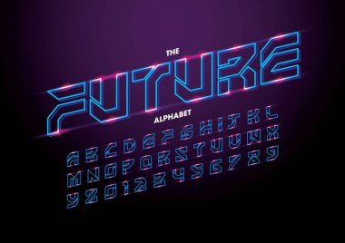 Biçimlendirilmiş modern yazı tipi ve alfabenin vektörü