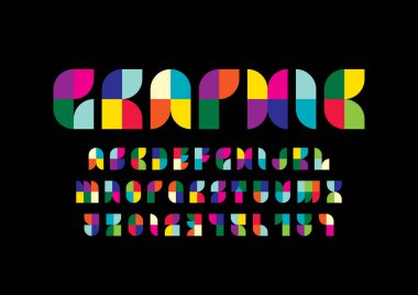 Biçimlendirilmiş modern yazı tipi ve alfabenin vektörü