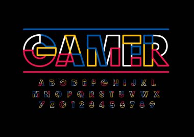 Biçimlendirilmiş modern yazı tipi ve alfabenin vektörü