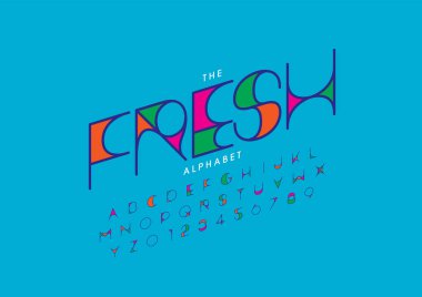 Biçimlendirilmiş modern yazı tipi ve alfabenin vektörü