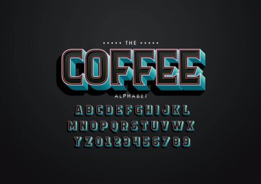 Biçimlendirilmiş modern yazı tipi ve alfabenin vektörü