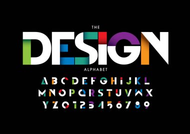 Renkli yazı tipi ve alfabesinin vektörü