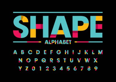 Renkli yazı tipi ve alfabesinin vektörü