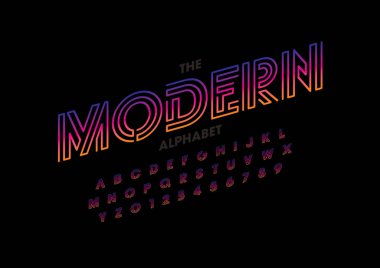 Biçimlendirilmiş modern yazı tipi ve alfabenin vektörü