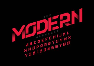 Biçimlendirilmiş modern yazı tipi ve alfabenin vektörü